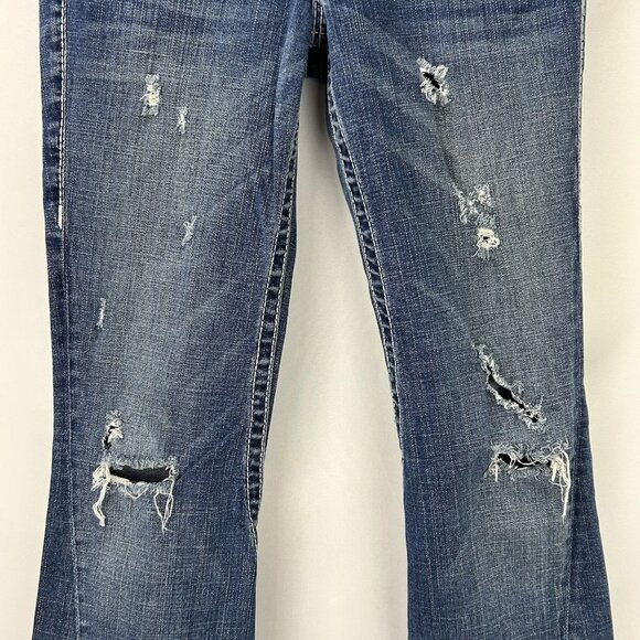 Vintage True Religion Rainbow Joey Jeans Womens 28 Low Rise Flare USA Distressed - Picture 11 of 16